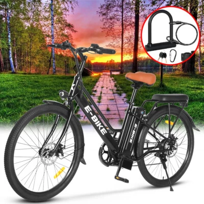 Black E-Bike 26" Electric Bike 500W City Bicycle-Commuter Ebike 2024 w/ u-lock - Image 1 of 4
