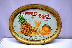 Vintage Arabisch Family Drink Werbe Dose Tablett Ananas Orange Design 12x9 - Bild 1 von 6