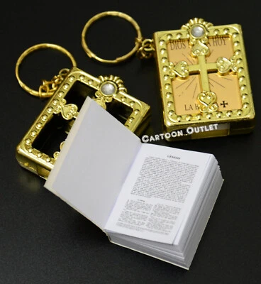 12 BAPTISM COMMUNION MINI BIBLE KEYCHAIN FAVORS Spanish RECUERDOS DE BAUTIZO - Image 1 of 4