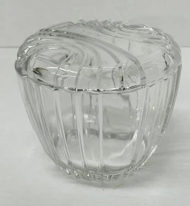 Vintage Candy Dish 1950's Jeannette Clear Glass Ribbed Bowl With Lid Cut Glass - Picture 1 of 9