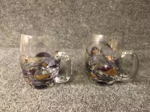 2 Rare Cornet Barcelona Sagrada Hand Painted Glass Beverage Beer Mugs - Picture 1 of 3
