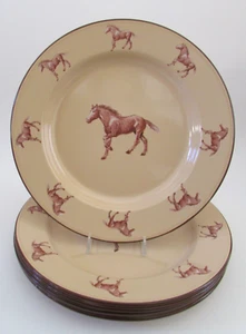 Marble Canyon Enamel Western HORSE 10" Dinner Plates Set 6 - Picture 1 of 7