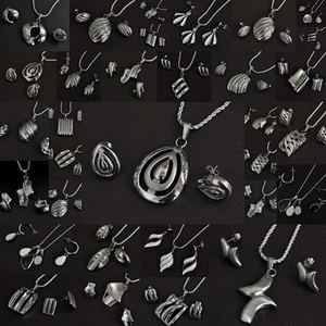 Kette Collier Anhänger mit Ohrringe set Halskette Edelstahl Silber ohrstecker   - Bild 1 von 32
