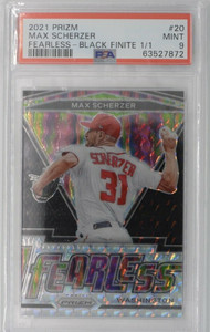 2020-21 Panini Prizm Baseball Max Scherzer ONE OF ONE Fearless 1/1 PSA 9 MLB 