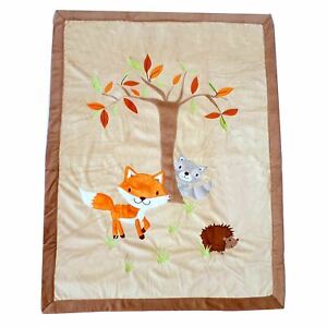Fox Hedgehog Luxury Embroidered Mink Fleece Baby Blanket 76 x102 cm Pram Cot