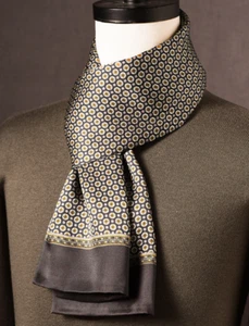 100% Silk men women Scarf satin long neckerchief Wrap dot beige coffee WS659-11 - Picture 1 of 1