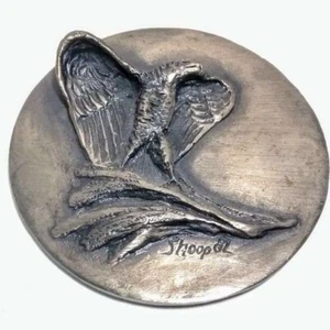 Vintage Wally Shoop Brass American Eagle Plaque Artist Signed 1982 - Picture 1 of 4