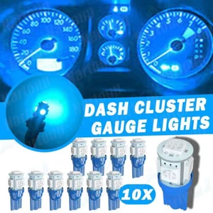 10Pcs Blue T10 LED 168 194 1/2" Socket Cluster Dash Instrument Panel Light Bulb - Foto 1 di 10