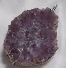 LARGE GEODE AMETHYST PENDANT WITH SILVER WRAP BEAUTIFUL