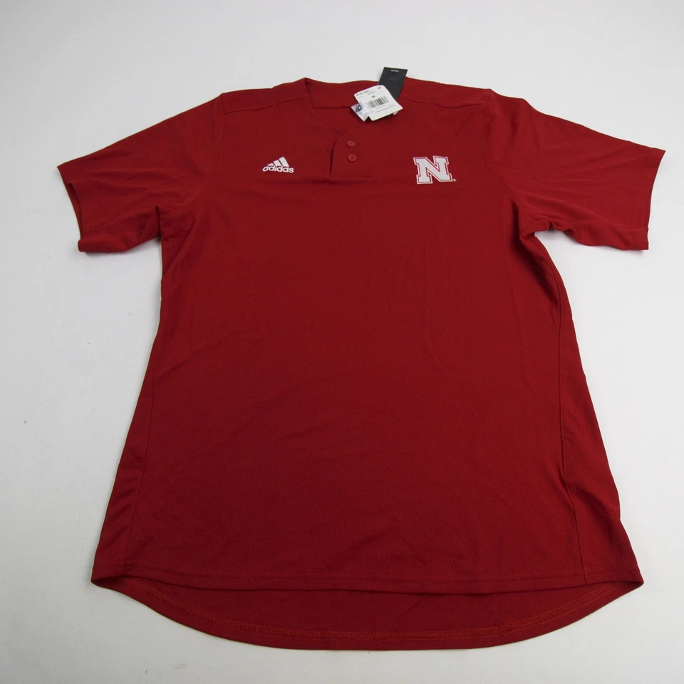 Nebraska Cornhuskers 阿迪达斯短袖衬衫男式红色二手 — 第 1/1 张图片