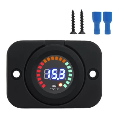 Universal Waterproof LED Digital Display Round Panel Vehicle Battery Voltage - Image 1 of 4