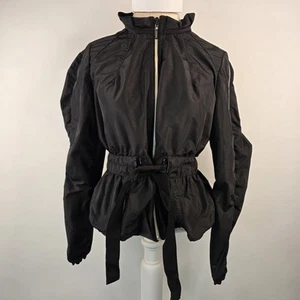 White House Black Market Damen Jacke schwarz Windbreaker Größe 10 Taille binden - Bild 1 von 11