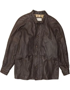 LEONARDO Mens Leather Jacket IT 52 XL Brown Leather BT01 - Picture 1 of 3
