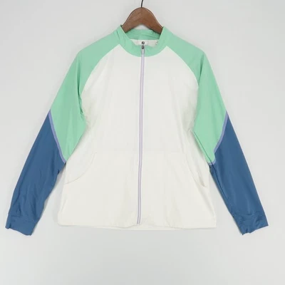 Jaqueta de golfe feminina FootJoy zíper completo grande elástica corta-vento leve - Imagem 1 de 4