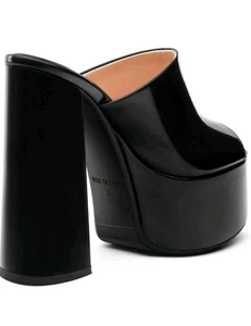 Women's Peep Toe Platform Sandals Slip On Chunky High Heel Mule Shoes Black Sz 8 - Picture 1 of 20