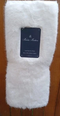 Brooks Brothers Faux Fur Throw Blanket 50" X 70", Luxury, Color White, Gorgeous  - Image 1 of 2