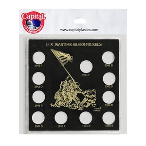Exhibición de 11 monedas de plata de 11 monedas de níquel Capital Plastics Jefferson Wartime - Imagen 1 de 2