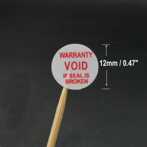 500 GARANTÍA NULA SI EL SELLO ESTÁ ROTO VACÍO Etiqueta Adhesiva Color Blanco Con Rojo 12MM - Imagen 1 de 5