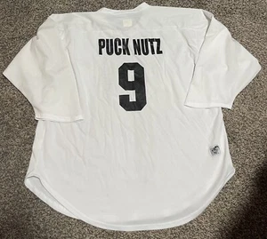 Wear The Pear “Puck Nutz” Hockey Jersey #9 White Mens XL EUC - Picture 1 of 4