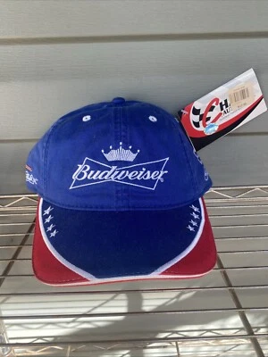 Vintage Chase Auth Dale Jr #8 Budweiser Adjustable Hat Cap Red White and Blue - Image 1 of 4
