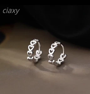 NEW 925 Stamp Hollow Heart Earrings for Women 2021 Retro Heart-shaped Earrings - Picture 1 of 6