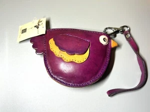 New Leather Unique Bird Coin Purse. 5 Green Boxes Brand. 4.5” Long. Purple. - Picture 1 of 8