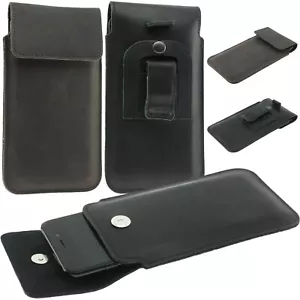 FUNDA CON SOLAPA BOLSA HECHA A MANO DE CUERO GENUINO CON CLIP Y BUCLE PARA TELÉFONO - Imagen 1 de 12