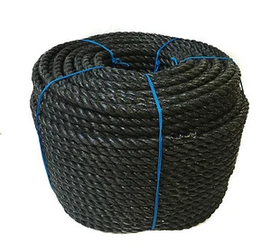 24MM STRONG BLACK ALL PURPOSE BOUNDARY BARRIER MARINE POLYPROPYLENE POLY ROPE - Picture 1 of 1