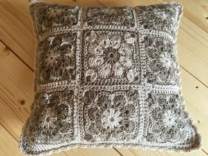 Hand Crochet Cushion The Sand Tear Hand Made Cushion Crochet Cushion 14.5 inch - Picture 1 of 12