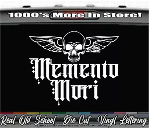 MEMENTO MORI VINYL DECAL STICKER Latin "Remember You Must Die" YOLO LIVE Skull - Imagen 1 de 4