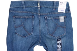 $70 NUEVO CON ETIQUETAS JEANS ELÁSTICOS ARIAT REAL ARROW CATHERINE MAINE RECTO 34 R X 35 DENIM - Imagen 1 de 12