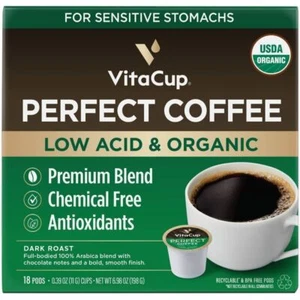 VitaCup Perfect Low Acid Dark Roast Coffee Pods - 18ct - Picture 1 of 5