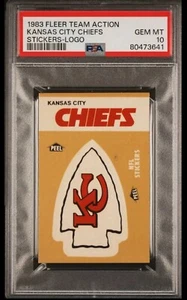 POP 2 PSA 10 1983 Fleer Kansas City Chiefs NFL Team Logo Sticker Vintage Promo - Picture 1 of 3