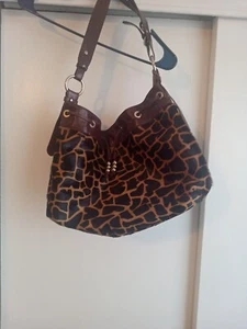 Aqua Madonna Giraffe Fur Shoulder Hand Bag Pre Owned - Picture 1 of 6