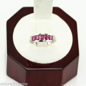 5 STEIN 1,00 KT. NATÜRLICHES RUBIN DIAMANTBAND 14K WEISS GELBGOLD RING GRÖSSE 4,75 - Bild 1 von 6
