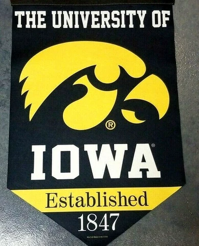 IOWA HAWKEYES 26"X17" BANNER FLAG roll up GO HAWKS Man Cave Gift Must Cover