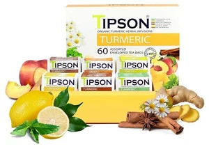 Tipson Organic Turmeric Variety Sampler - 6 Flavors (60 Tea Bags), Herbal Tea... - Picture 1 of 9