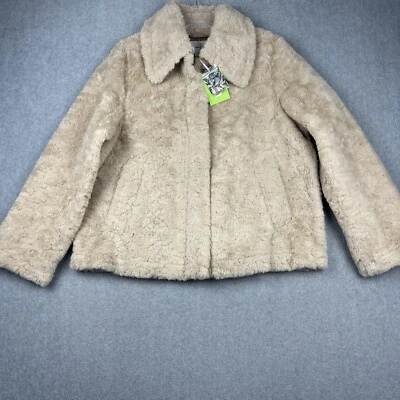 Sam Edelman куртка женщин L бежевый искусственного меха стриженный мех короткое пальто мягкий Mob новый с Ярлыками $220 - Изображение 1 из 4