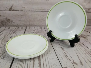 Lotto di 4 dischi Corelle by Corning solo cerchi bianchi verdi a righe lotto di 4 vintage WOW! - Foto 1 di 12