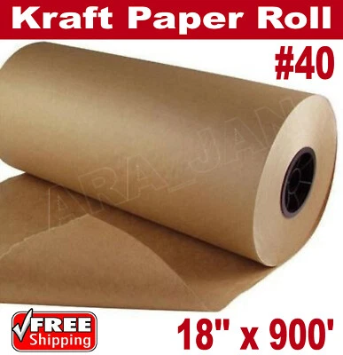 18" x 900' Brown Kraft Paper Roll 40lb Shipping Wrapping Cushioning Void Fill - Image 1 of 2