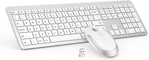 Full Size Slim Thin Wireless Keyboard and Mouse Combo with Numeric Keypad With