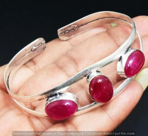 Simulated Ruby Gemstone Ethnic Handmade Adjustable Bangle Jewelry 16GM GBN-11035 - Picture 1 of 1