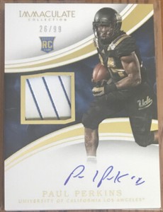 2016 Immaculate Collection Collegiate Patch Autographs Paul Perkins #129 26/99