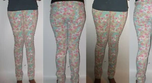 women ladies floral print ankle grazer skinny denim stretch jeans uk size 6-10 - Picture 1 of 10