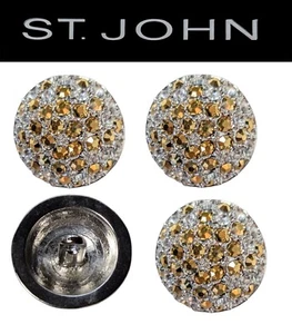 St John Knits 1 inch Domed Silver Tone Gold & Ice Crystal Replacement Buttons - Picture 1 of 1