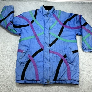 Haband for Her Jacket women's Large Blue Nylon Shell Poly Fill Vintage Funky 90s - Picture 1 of 17