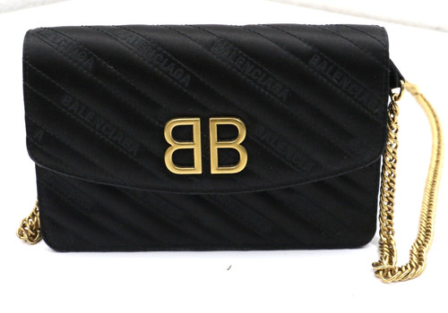 Balenciaga BB portafoglio rotondo su catena velluto trapuntato piccolo 5611507