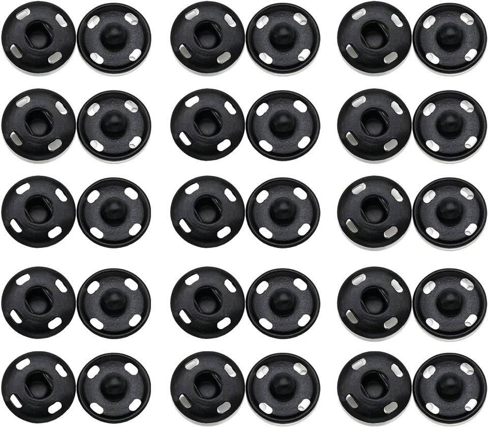 50 Pcs 4 Size Press Stud Metal Studs Snap Fastener Titch Button Sew on Poppers