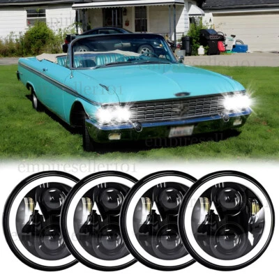 Upgrade for Ford Galaxie 500 1962-1974 4pcs 5.75" Round Led Headlights High/Low - Image 1 of 4