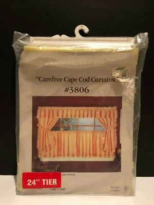 Carefree Cape Cod Curtains #3806 Yellow Tiers 1 Pair 60" X 24" Vintage - Image 1 of 4